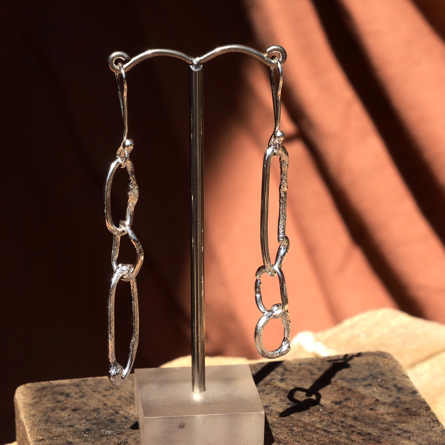 ORGANIC SILVER CHAIN EARRINGS