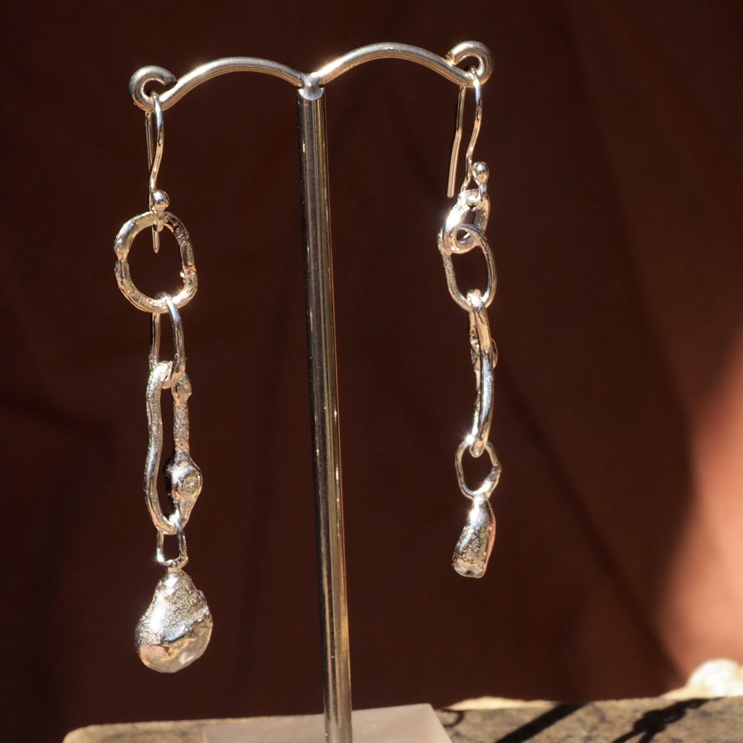 ORGANIC SILVER CHAIN EARRINGS